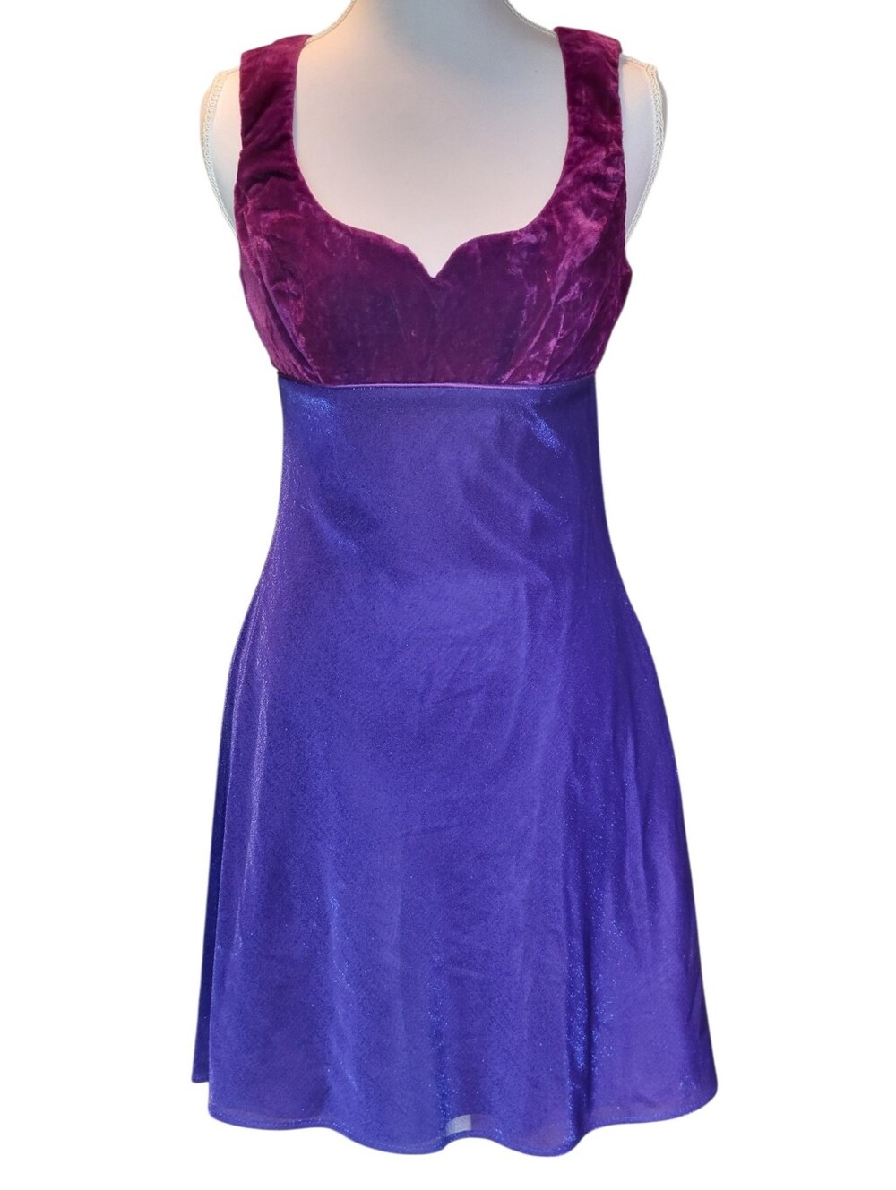 Vintage 90s Blondie & Me Purple Velvet & Shimmer Formal Mini Dress